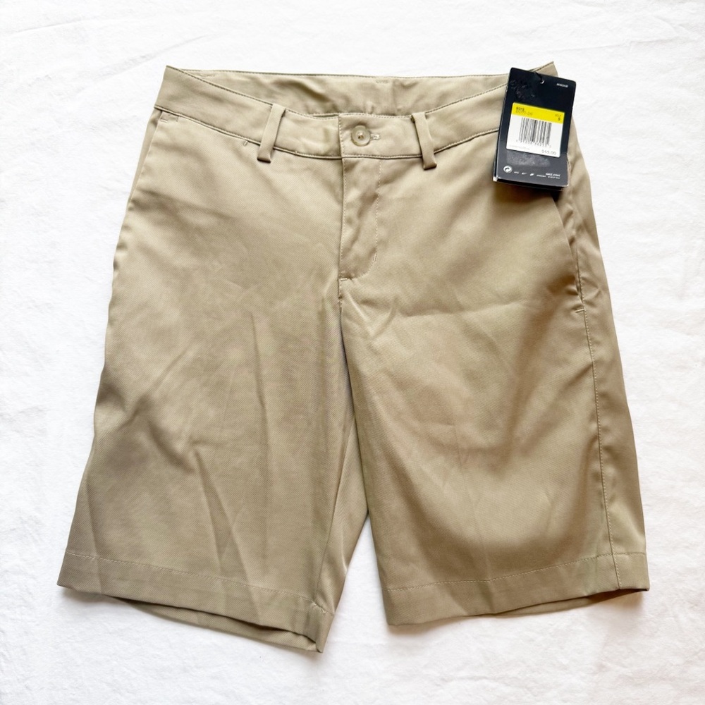 NWT Nike Boys Tan Performance Dri Fit Golf Shorts size S